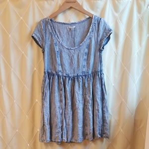 Acid wash denim baby doll dress/top